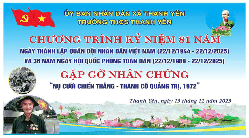 Chương trình kỷ niệm 81 năm Ngày thành lập Quân đội Nhân dân Việt Nam với chủ đề: Gặp gỡ nhân chứng “ Nụ cười chiến thắng - Thành cổ Quảng Trị, 1972”